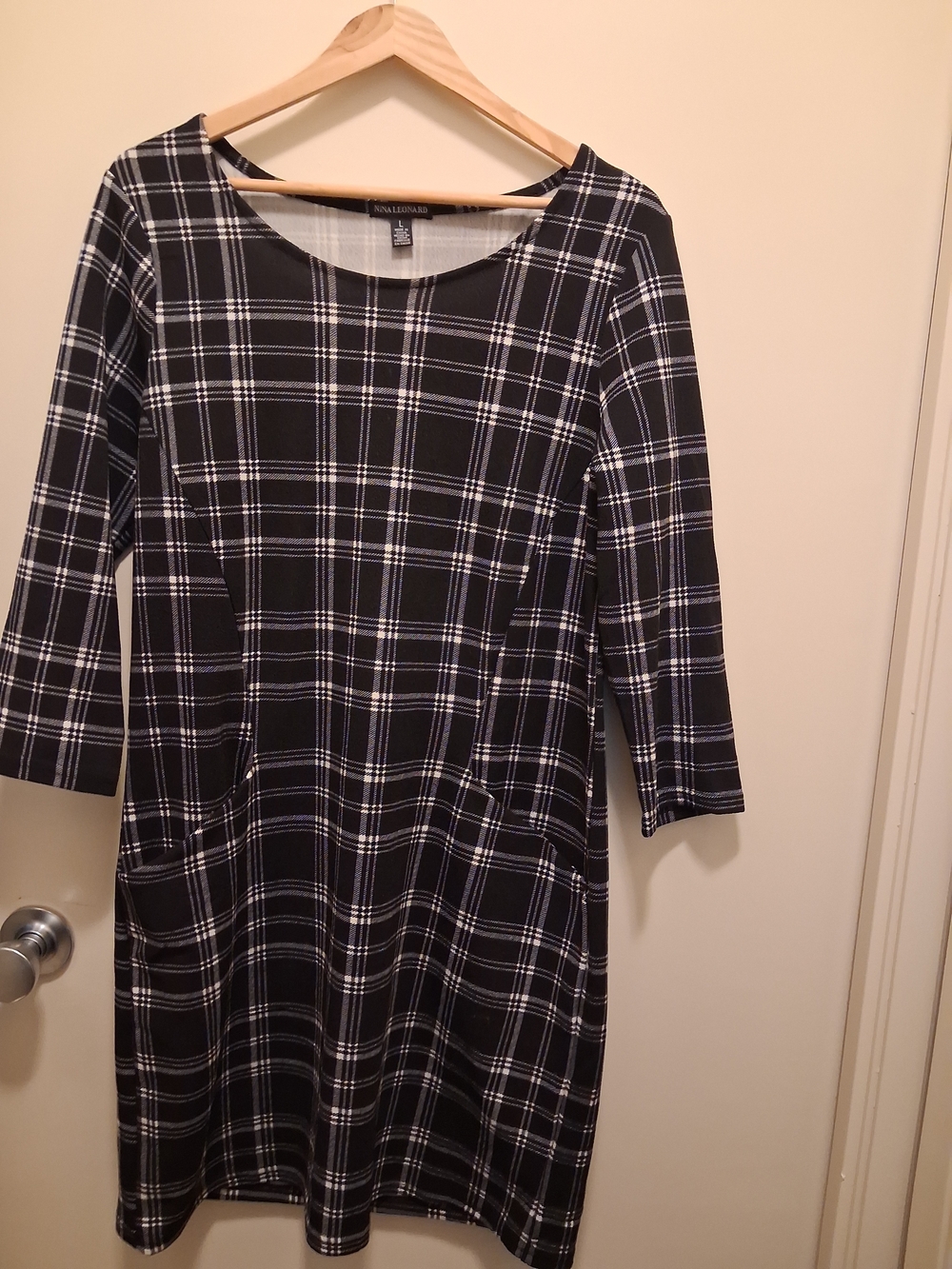 Black & White Plaid Midi Dress by